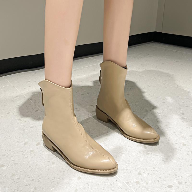 Мода Новая осень/зима Комфорт Ретро Модель на толстом каблуке Модные ботинки Острые квадратные каблуки Повседневные женские ботильоны, увеличивающие рост