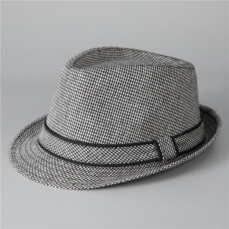 In The Elderly British Style Men'S Top Hat Spring And Autumn Old Man Gentleman Hat Dad Woolen Thousand Bird Grid Jazz Hat Winter