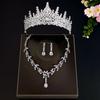 Новая Свадебная Тиара Корона Набор из Трех Предметов Свадебное Ожерелье Серьги Кристальный Набор Свадебные Аксессуары