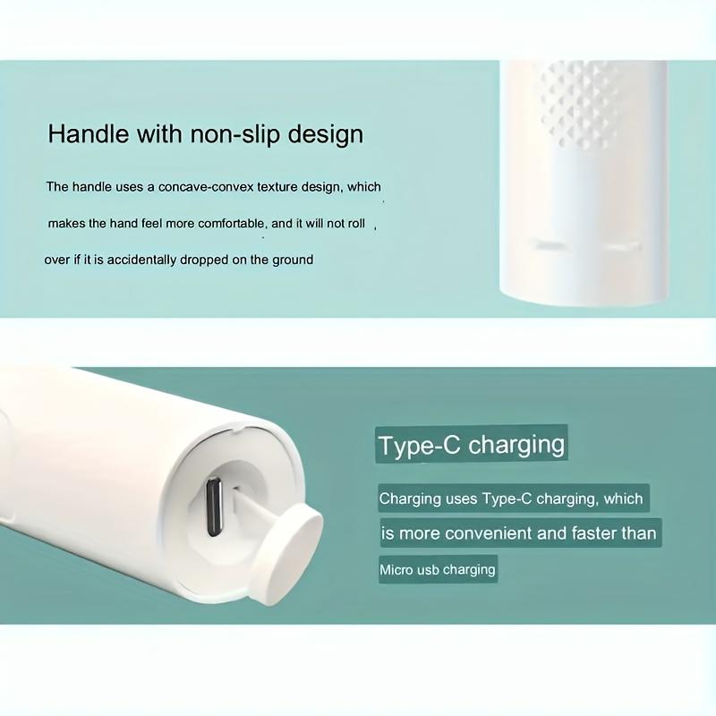 Звуковая зубная щетка — электрическая вращающаяся щетка с 8 головками, дорожным футляром, режимом быстрой очистки, зарядкой через USB, противоскользящей конструкцией и мягкими нейлоновыми щетинками