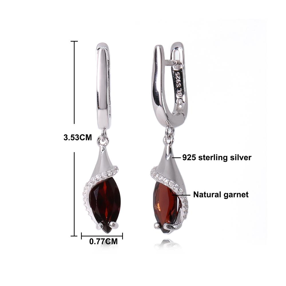 Серьги-подвески из натурального красного граната в изящном серебряном ювелирном изделии Элегантные серьги-подвески для женщин