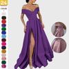 Women's 2025 Deep V-neck Satin Evening Dress, Multi-color European & American Style