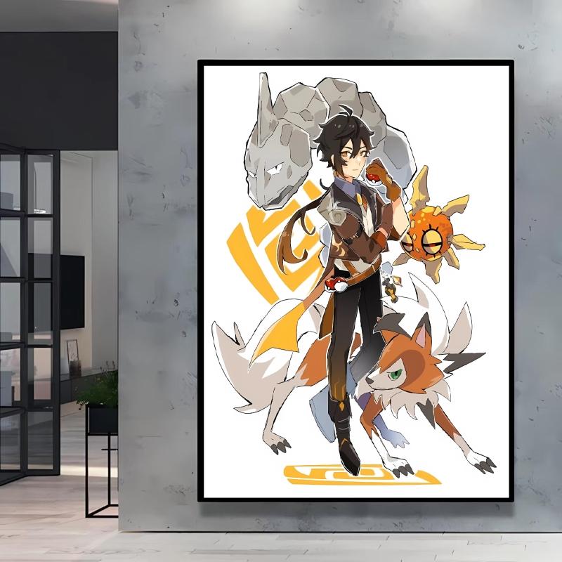 Hot Anime Poster Pokemon Akari Arceus Cartoon Character Picture High Quality Canvas Children's Room Home Decoration Paintings