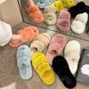 Women Fur Warm Winter Furry Fur Shoes Fluffy Plush Slippers Home House Indoor Shoes Bedroom Slippers Female Ladies Round Toe