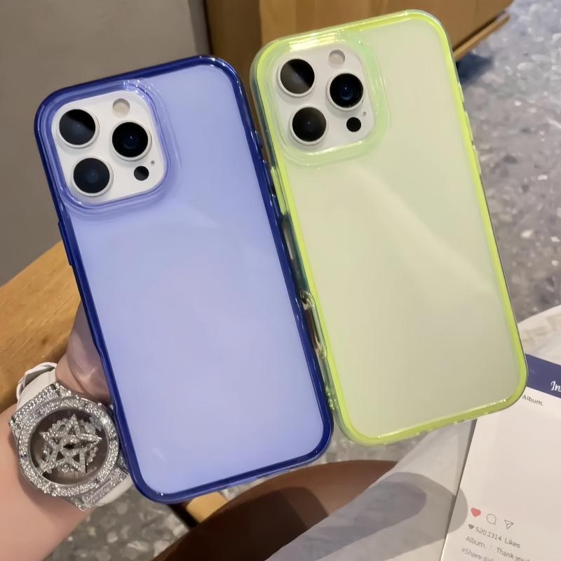 Роскошный Яркий Конфетный Цвет Ударопрочный Чехол для iPhone 16 15 14Plus 13 12 11 Pro Max Мягкий Бампер Броня Эстетичный Прозрачный Чехол для Телефона