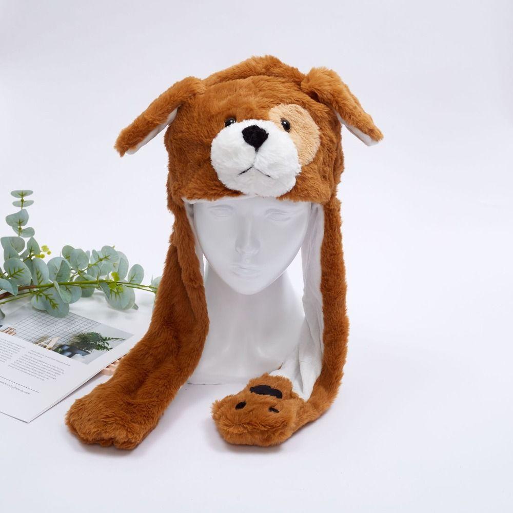 Шапка в форме животного для прыжков, панда, тигр, обезьяна, плюшевая шапка, игрушки, забавная шапка с подвижными ушками, забавные игрушки