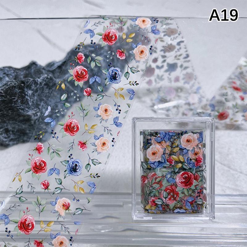 1Pcs 100cm Flower Rose Nail Transfer Foils Sticker Paper Floral Nail Wraps Tulip Nail Art Stickers Decals Nail Art Decorations