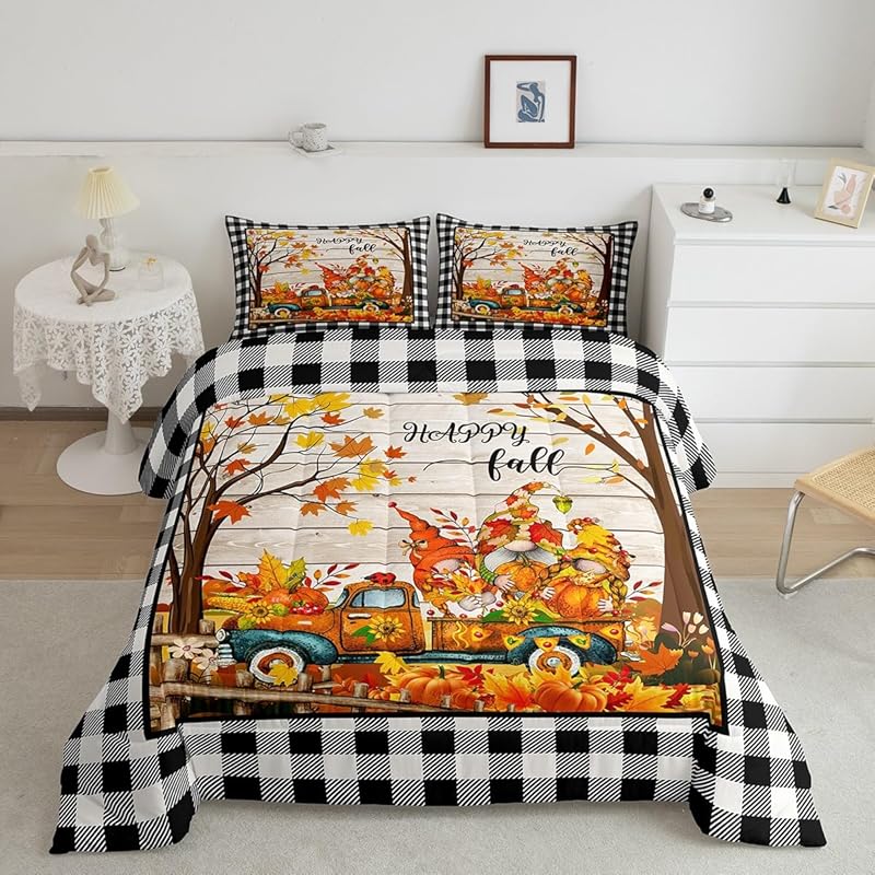 Осенняя тыква Кантри Фермерский дом Кленовый лист Подсолнух Комплект лоскутного одеяла День благодарения Индейка Мальчик Девочка Украшение комнаты для взрослых
