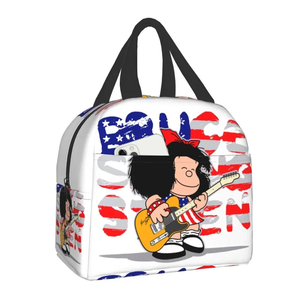 Mafalda Quino Comics Thermal Insulated Lunch Bag Resuable Lunch Box for Women Kids Outdoor Camping Travel Food Storage Bags