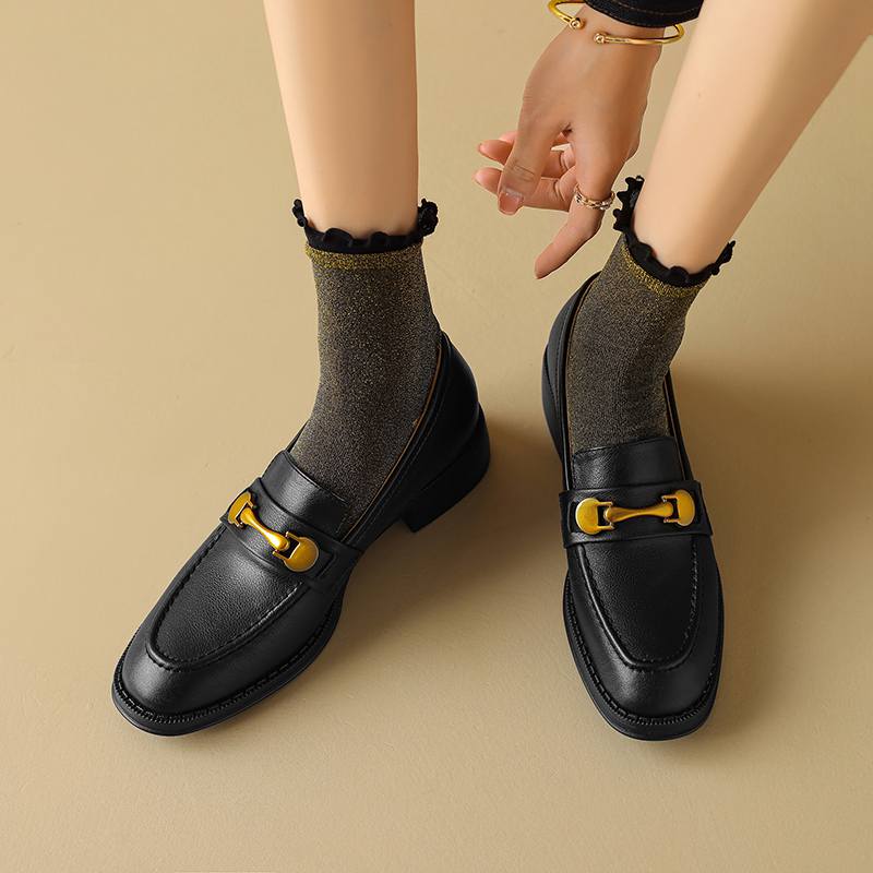 Krazing Pot Весенние туфли из коровьей кожи с круглым носком на толстом среднем каблуке, броги, женские туфли-лодочки большого размера 43 с металлическими застежками