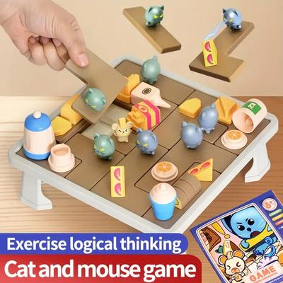 Логическая игра "Кот и Мышь" Семейная Монтессори Пазл Настольная игра Детское Образование Обучающие Игрушки Подарок на День Рождения Рождество