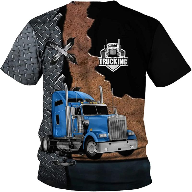 Truck Driver Cargo Men's T Shirt For Men Summer 3D Print Short-sleeved T-Shirt Women Clothing Oversized Camiseta Work Streetwear