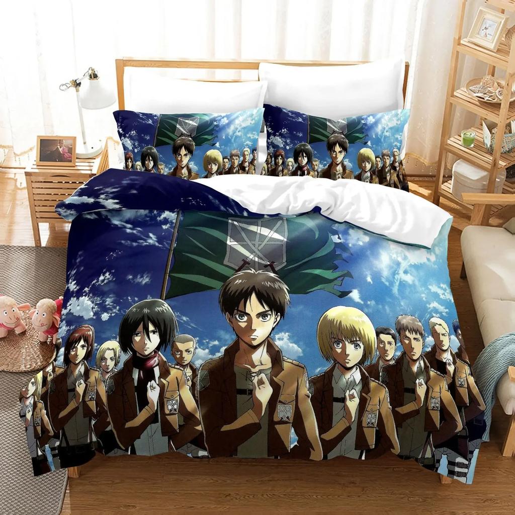 3D Attack On Titan Bedding Set Single Twin Full Queen King Size Attack On Titan Bed Set Children Kid Bedroom Duvet Cover Sets