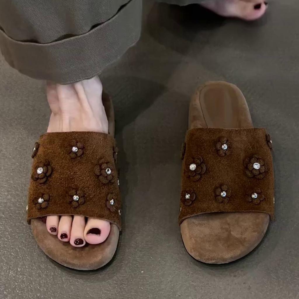 Fashion Flower Open-toed Cool Slippers Women's Summer New Thick-soled Outer Wear Anti-velvet Versatile Sandals