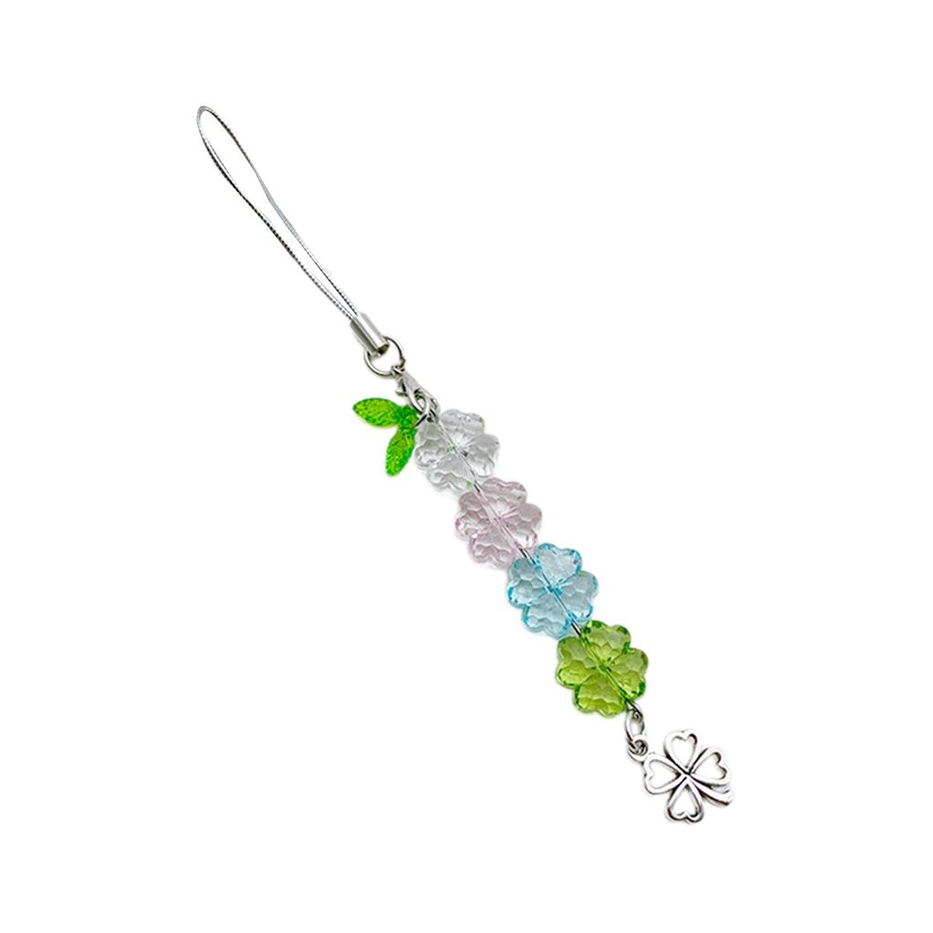 Colorful Keychain Elegant Beaded Four Leaf Clovers Phone Pendant Bag Charm Stylish Accessory for Fashion Enthusiasts