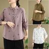 Весенне-осенняя хлопковая рубашка с длинным рукавом женская в китайском стиле с вышивкой женская блузка
