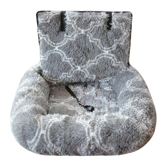 Автокресло для собак Дорожная лежанка для собак с ремнями безопасности Плюшевое пушистое сиденье для питомца с нескользящей подкладкой Съемная моющаяся подушка для маленьких и больших собак