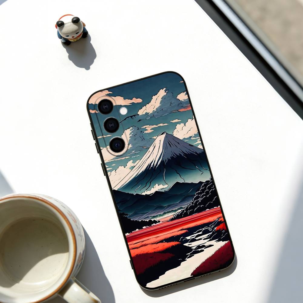 Япония Гора Фудзи Вишня Чехол для телефона для Samsung Galaxy A73, A72, A71, A70, A53, A52, A51, Другие Мягкий черный чехол