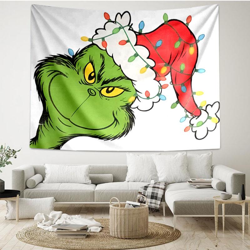 The Grinch Print Tapestry - Portable Wall Decor Cloth, for Home, Dorm, Travel, Bedroom, Living Room - Ideal Birthday Housewarming Gift