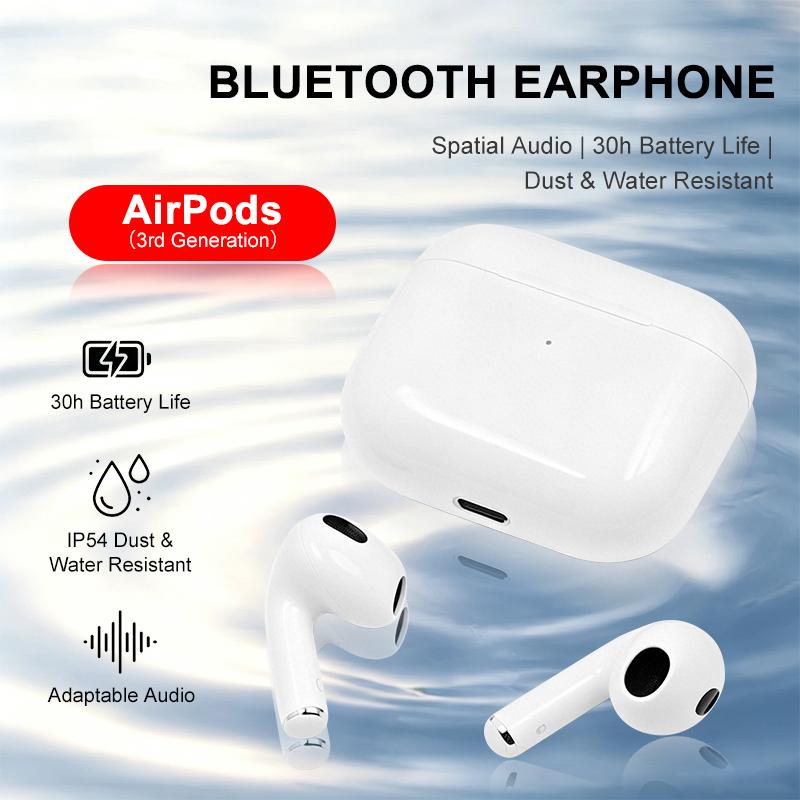 Apple AirPods 3 True Wireless Наушники Чип H1 Автоматическое Сопряжение Сенсорное Управление Пространственное Аудио Беспроводная Гарнитура Для iOS Android Смартфонов