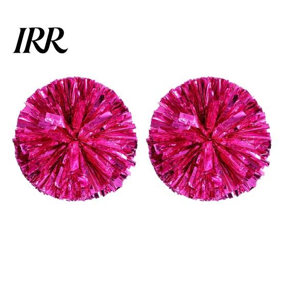 Cheer Squad Accessories 2 Pcs Cheerleader Pom Poms Metallic Holographic with Mini Cheerleading Balls Handle Ring for Sports Team Spirit Party