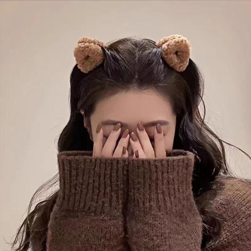 Заколка для волос «кошачье ухо» из овечьей шерсти: Милая осенне-зимняя принцесса-заколка для челки на бок