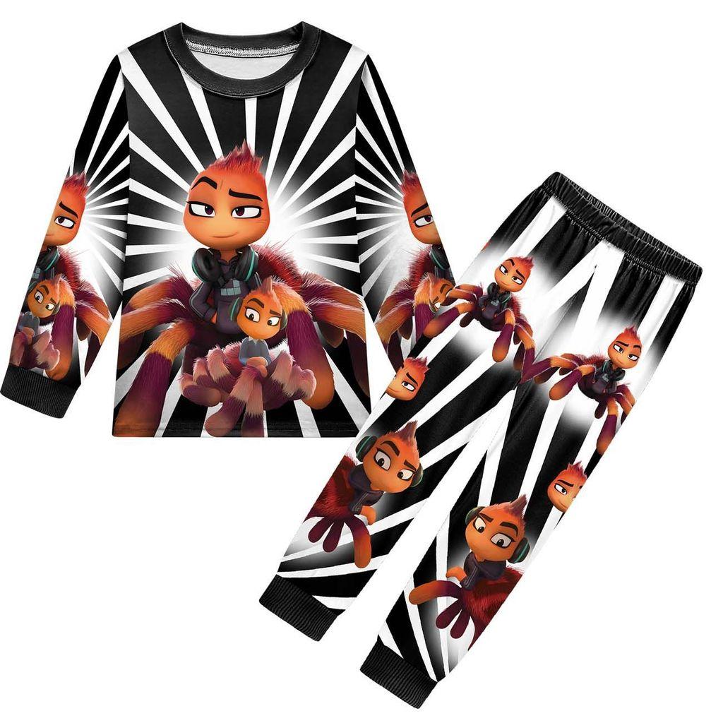 Детский Аниме Мультяшный Принт Плохие Парни Повседневный Комплект Одежды Футболка с Длинными Рукавами и Брюки для Мальчиков и Девочек