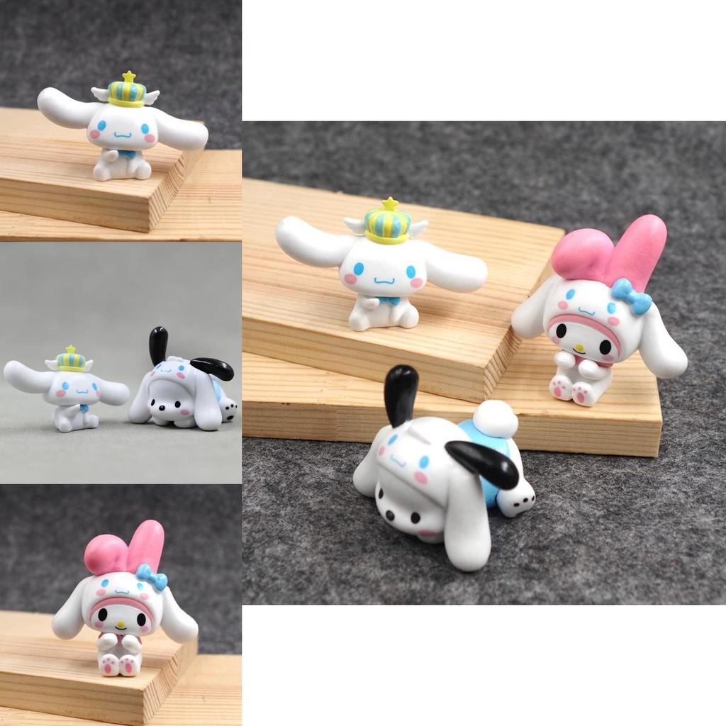 5pcs Cinnamoroll Kuromi Melody Kitty Purin Pochacco Figure Toy Model