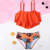 Girls  Floral Sleeveless Spaghetti Straps Adjustable Straps Swim Shorts Two-Piece Swimsuit Swimwear