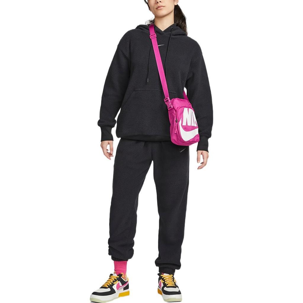 Nike Однотонная спортивная повседневная толстовка с длинным рукавом из флиса шерпа, женская, черная DQ6841-010