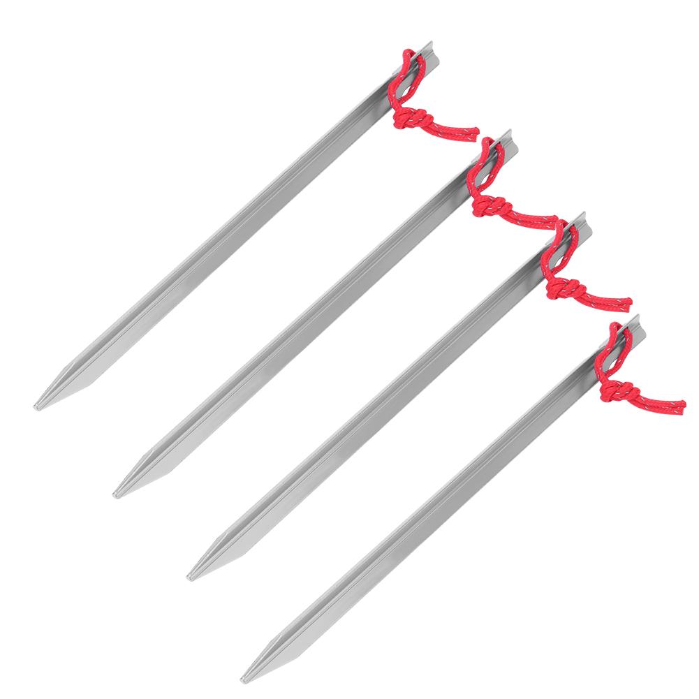 4PCS 23cm Aluminium Alloy Outdoor Lengthen Ultralight Camping Tent Peg Ground Nail StakesSilver
