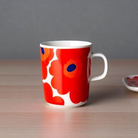 Кружка Marimekko Белая Красная OIVA UNIKKO 2,5 дл Чашка Североевропейская Кухонная Посуда