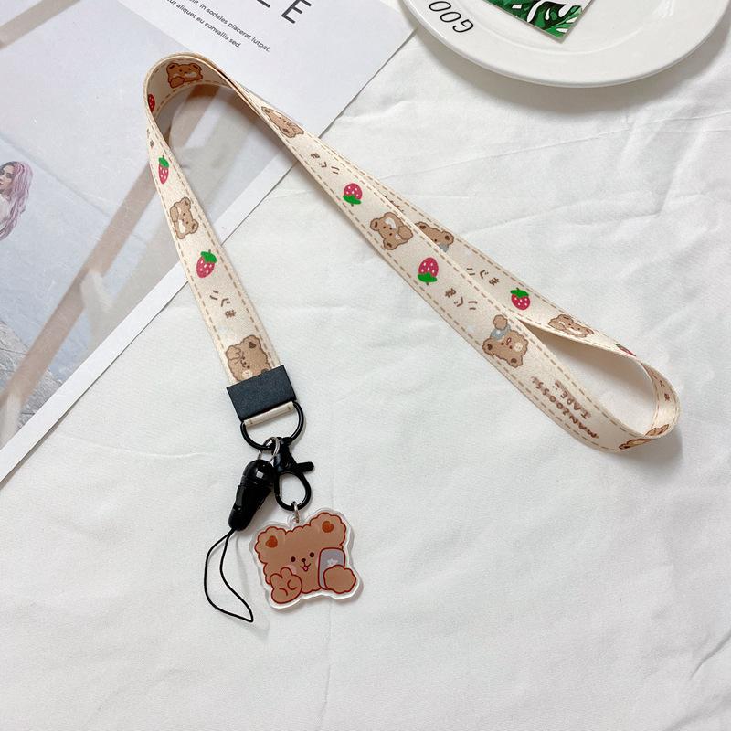 Cartoon Mobile Phone Lanyard, Cute Pendant, Wide And Flat Braided Belt, Lanyard, Key, Badge, Card Cover, Neck Lanyard.