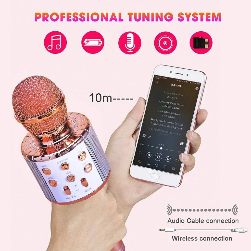 Amazmic Karaoke Microphone for Adults, Wireless Bluetooth Microphone for Singing Portable Karaoke Machine with LED Lights