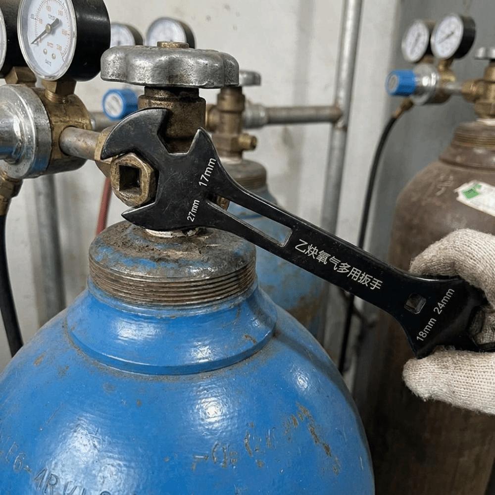 Multi-Function Valve Switch Wrench Steel Gas Bottle Tool Pressure Reducer Wrench Maintenance