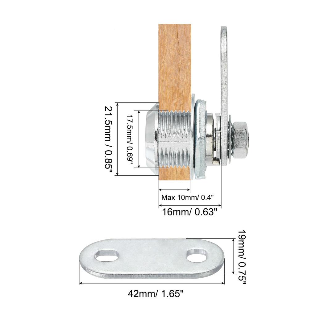 Замок для шкафа PATIKIL с ключами, 2 шт., цилиндровый замок с разными ключами, цинковый сплав, хром, замок для ящика, трубчатый кулачок для ящиков шкафов с