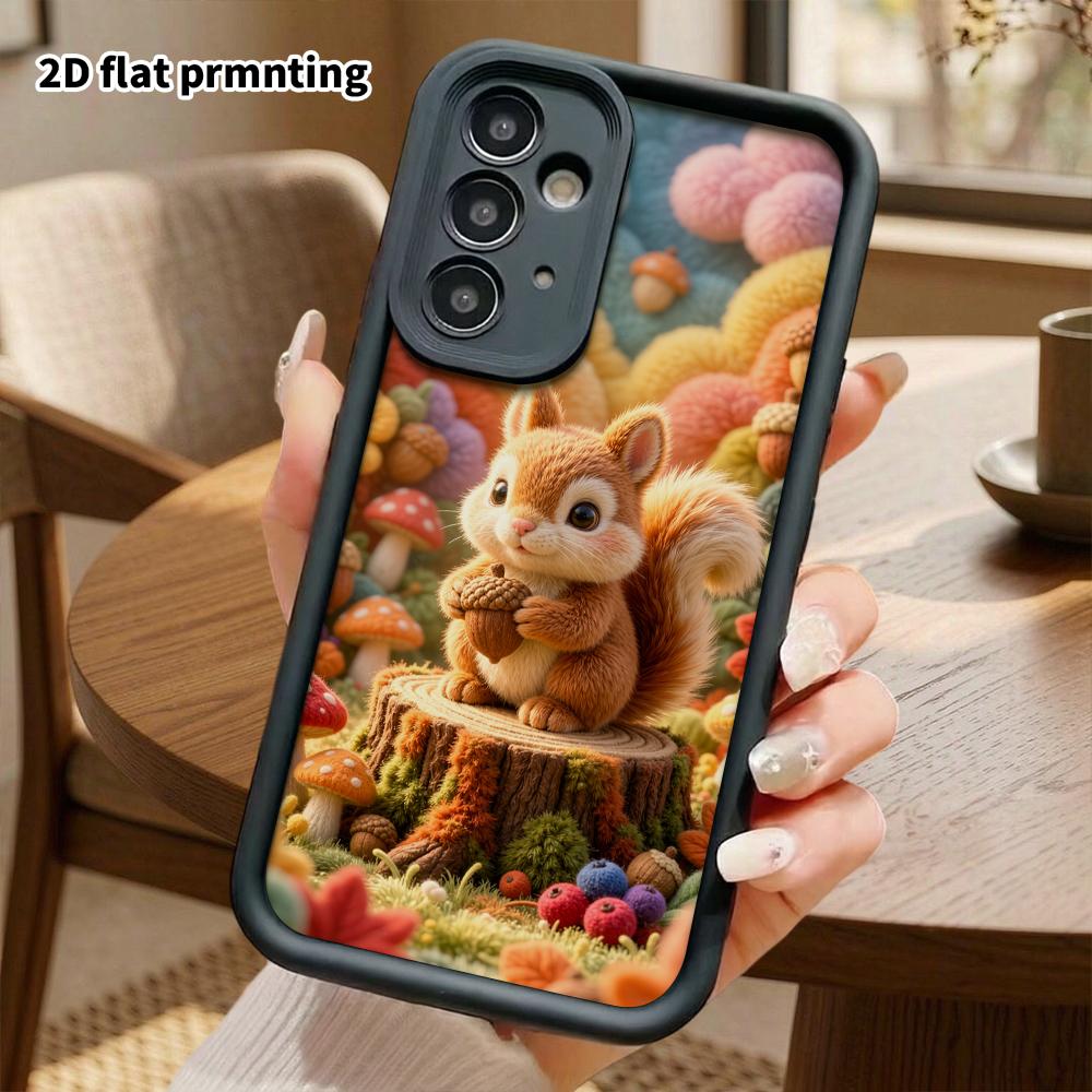 Phone Case: 2D flat design suitable for Samsung Galaxy A34 A35 M05 M06 S20 S22 S21 FE Plus 5G protective case, autumn forest little squirrel, perfect