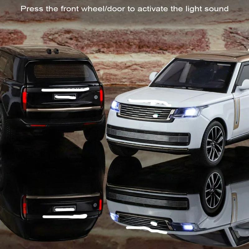 1/32 Range Rover Sv2022 Модель автомобиля из сплава с высокой имитацией, литые игрушки со звуком и светом, инерционные транспортные средства, декоративные игрушки