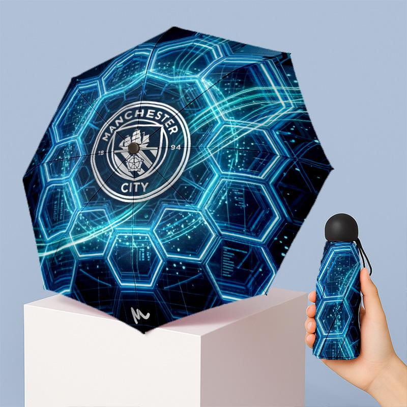 Мини-зонт Manchester City с принтом, 5 сложений, 8 спиц, компактный, ветрозащитный, водонепроницаемый, легкий, портативный, складной