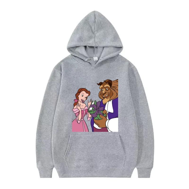 Disney Beauty And The Beast Princess Pattern Woman Loose Black Autumn Tops Clothes Pullovers Ladies Cheap Y2k Hoodies Men Sporty