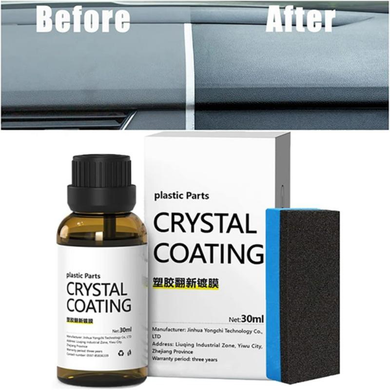 30 мл восстановитель пластика для ухода за салоном автомобиля, восстановление пластиковых деталей, кристаллическое покрытие, средство для восстановления с губкой, долговечный инструмент
