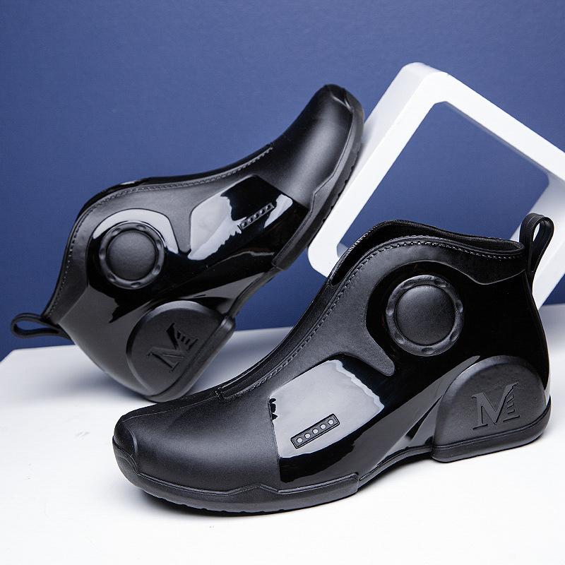 Трендовые персонализированные мужские дождевые туфли водонепроницаемые и нескользящие рыболовные дождевые сапоги на толстой подошве износостойкие и теплые обувь для мытья машины