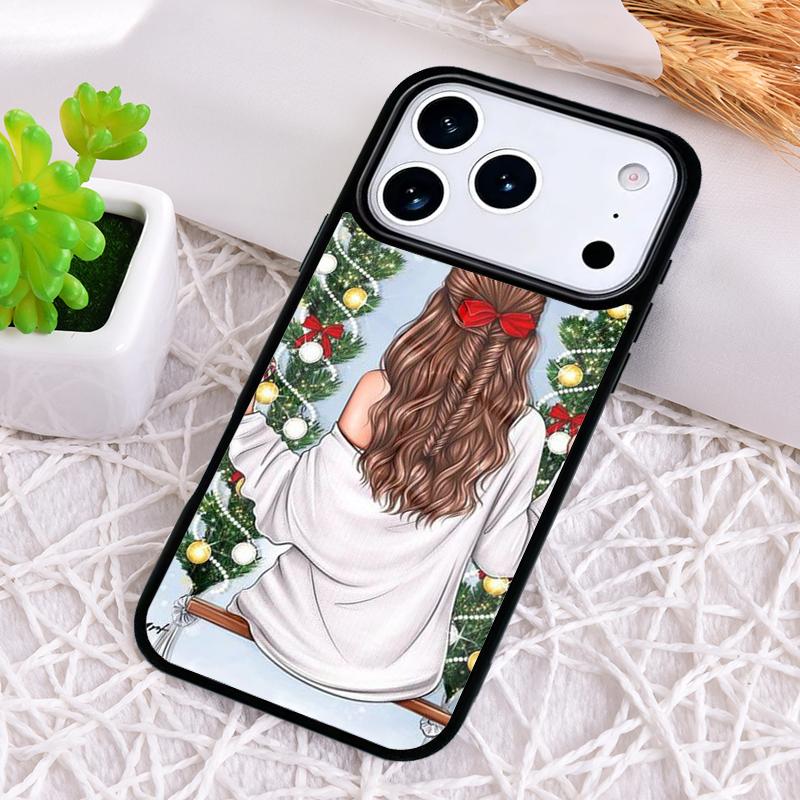 Christmas Girls Tree Gift Phone Case for iPhone 17 Air 16 15 11 12 14 13 Pro Max Shockproof Cover