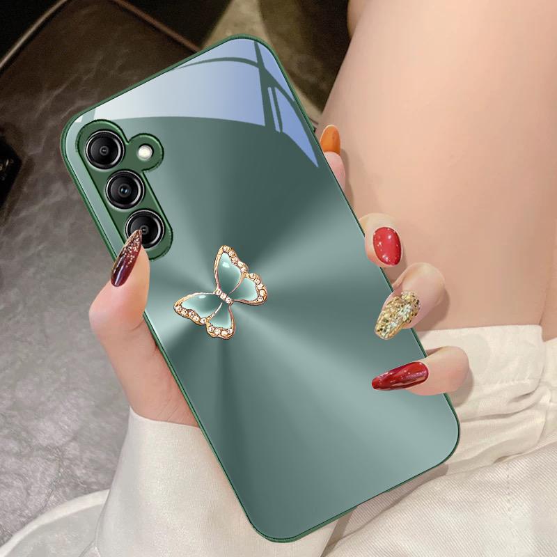 Синий Бабочка Аврора Для Samsung Galaxy A14 4G 20 30 52 20S 21S 22 A32 33 34 42 50 51 53 54 70 71 72 73 5G Стеклянный Чехол для Телефона