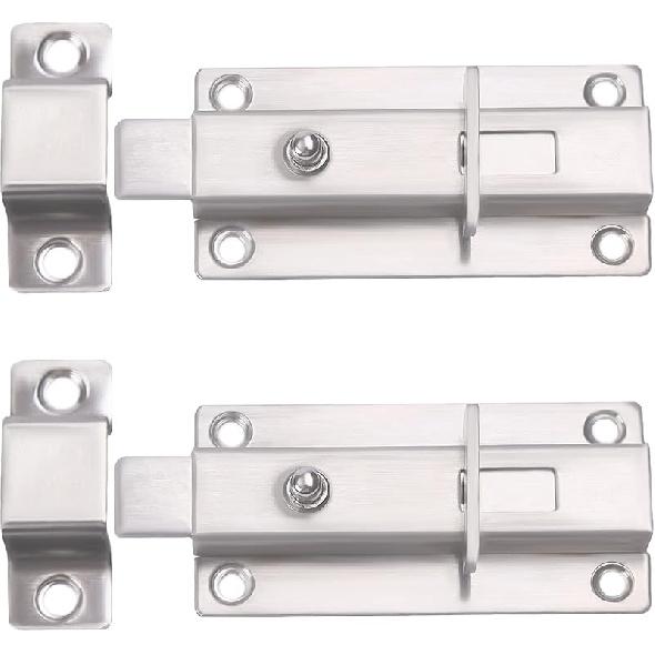 Combination Locking Bolt 2 Pack,Thickened Solid Zinc Alloy Combination Barrel Bolt,Safety Slide Latch Lock with Password Setting,for