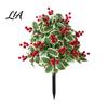 Christmas Party Landscape Decor Artificial Poinsettia Flower Yard Stake, Red Floral Ground Spike Decor, Faux Potted Trees Outdoor Weather?Resistant