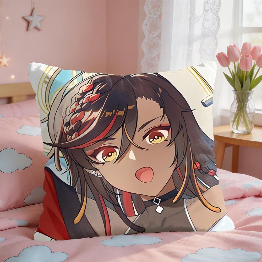 Xinyan Genshin Impact Cushion Cover Square Short Plush Pillow Case Living Room Sofa Home Decor Funda X
