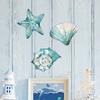 3 Pcs Wooden Rustic Beach Wall Art Ocean Coastal Nautical Seashell Starfish Couch Wall Decor for Living Room Bedroom Lake House Decor