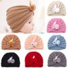 Baby Boys Girls Cute Crochet Chunky Knitted Turban Hat Kids Newborn Solid Beanie Bunny Caps