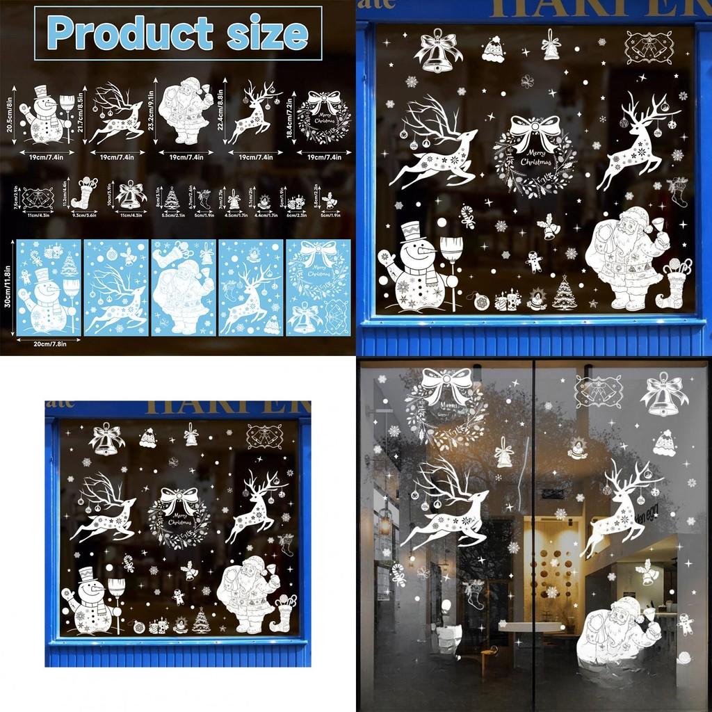 Window Sticker Christmas With Snowflake And Reindeer Pvc Material Festive For